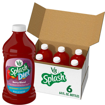 V8 Splash Diet Berry Blend Juice Beverage, 64 fl oz Bottle (Pack of 6)