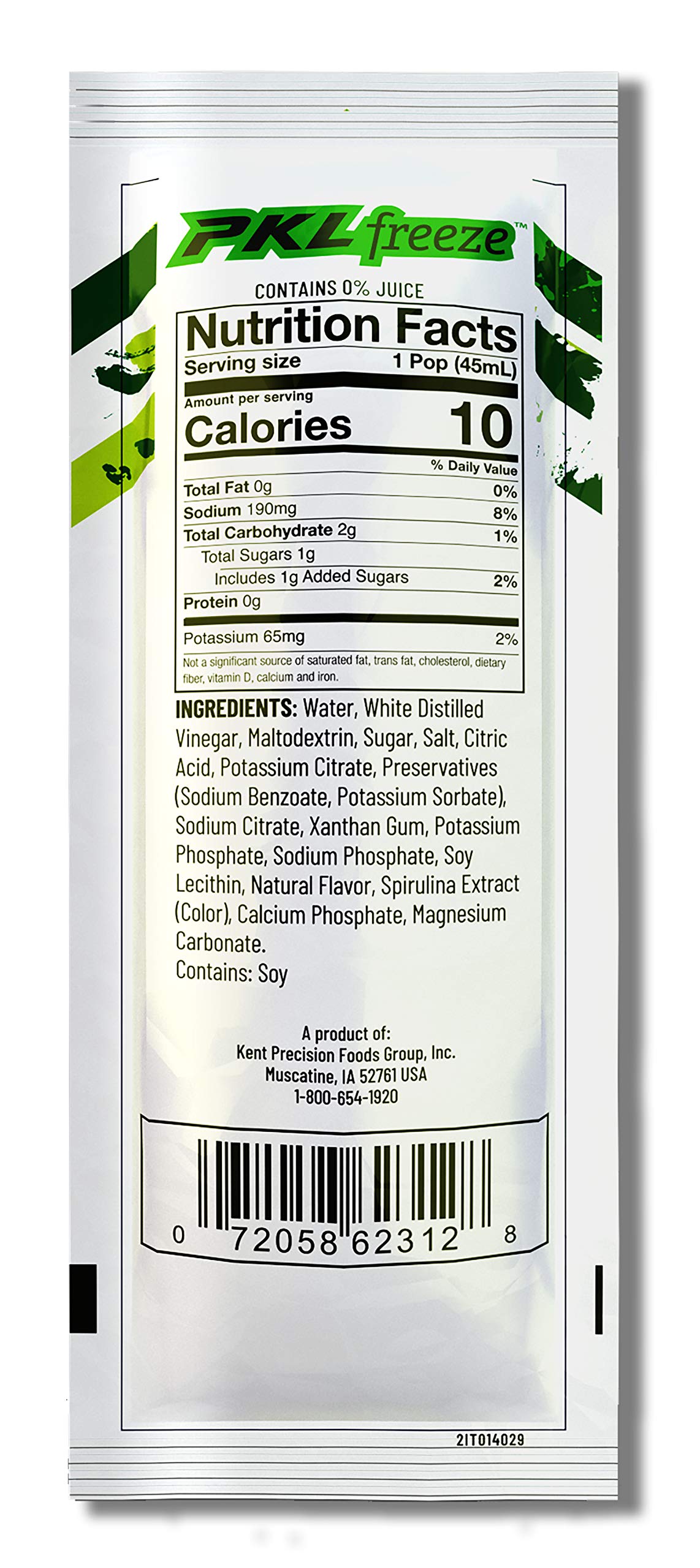 PKLfreeze Dill Pickle Flavored Freeze Pops, 1.5 Oz Packet, 32 Count, Ideal for Refreshing