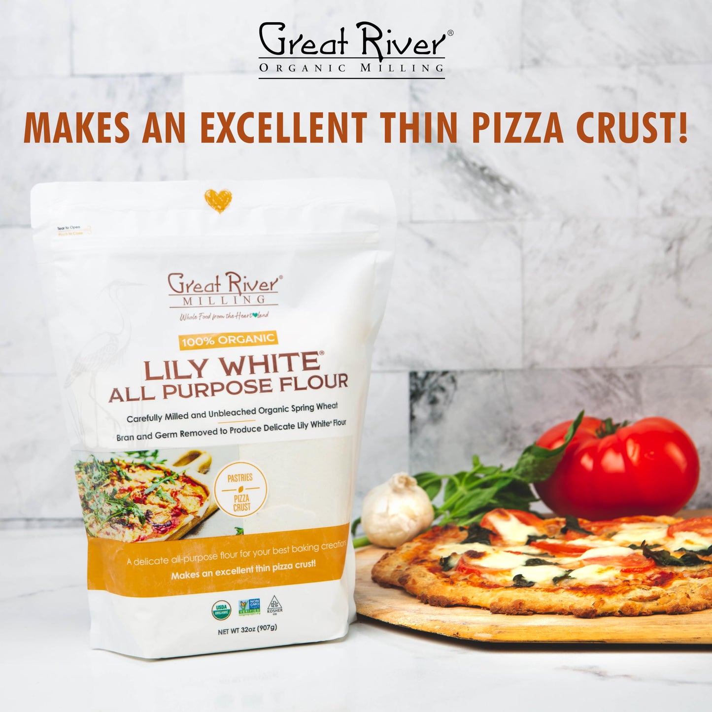 Great River Organic Milling All-Purpose Flour, Unbromated & Unbleached, Non-GMO, 2 Lb (Pack of 4)
