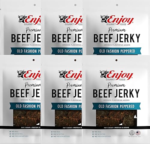 Enjoy Beef Jerky Old Fashion Peppered, All Natural 3Oz (Pack Of 6)