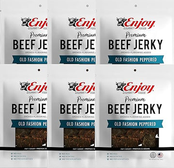 Enjoy Beef Jerky Old Fashion Peppered, All Natural 3Oz (Pack Of 6)