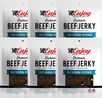 Enjoy Beef Jerky Old Fashion Peppered, All Natural 3Oz (Pack Of 6)