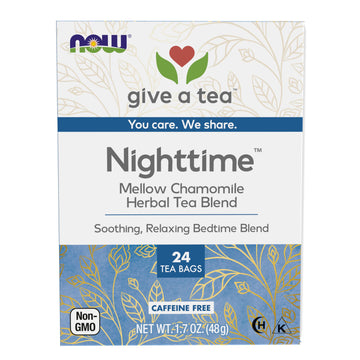 Now Foods, Nighttime Tea, Mellow Nighttime Herbal Tea, Soothing, Relaxing Brew Before Bedtime, Premium Unbleached Tea Bags With 