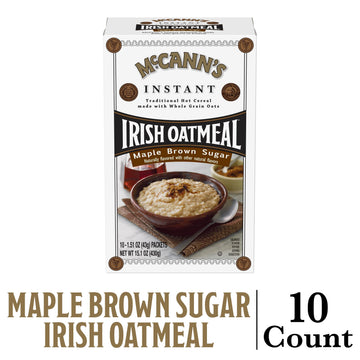 McCanns Irish Oatmeal Instant Oatmeal, Maple Brown Sugar, 10 Packets (Pack of 12)