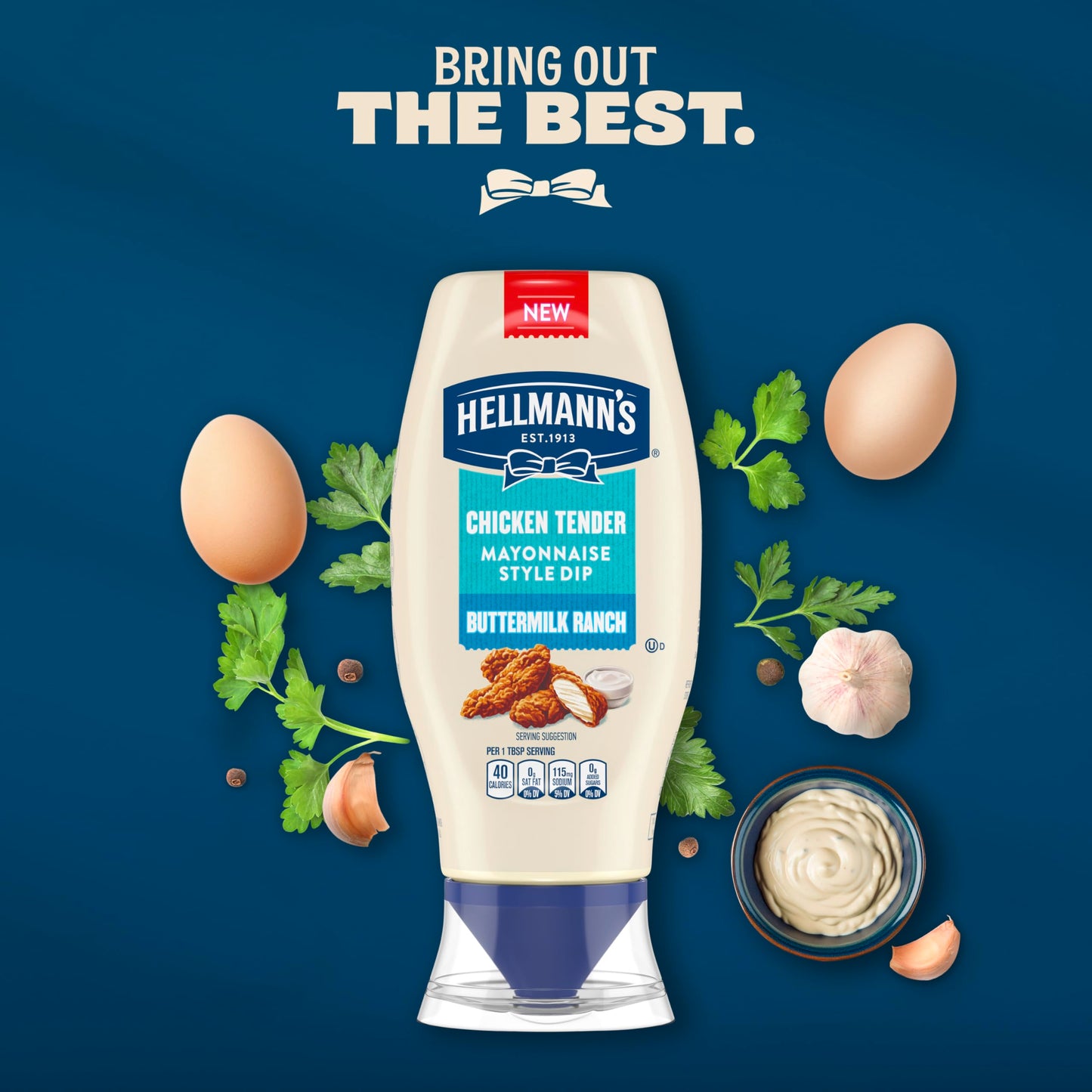 Hellmann'S Buttermilk Ranch Chicken Tender Mayonnaise Style Dip Buttermilk Ranch Delicious Flavor No Artificial Flavors 11.5 Fl