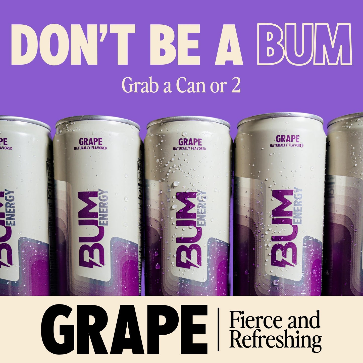 Bum Energy Sugar-Free G  Energy Drink, Lightly Carbonated, Natural Caffeine, 12 oz, Pack of 12