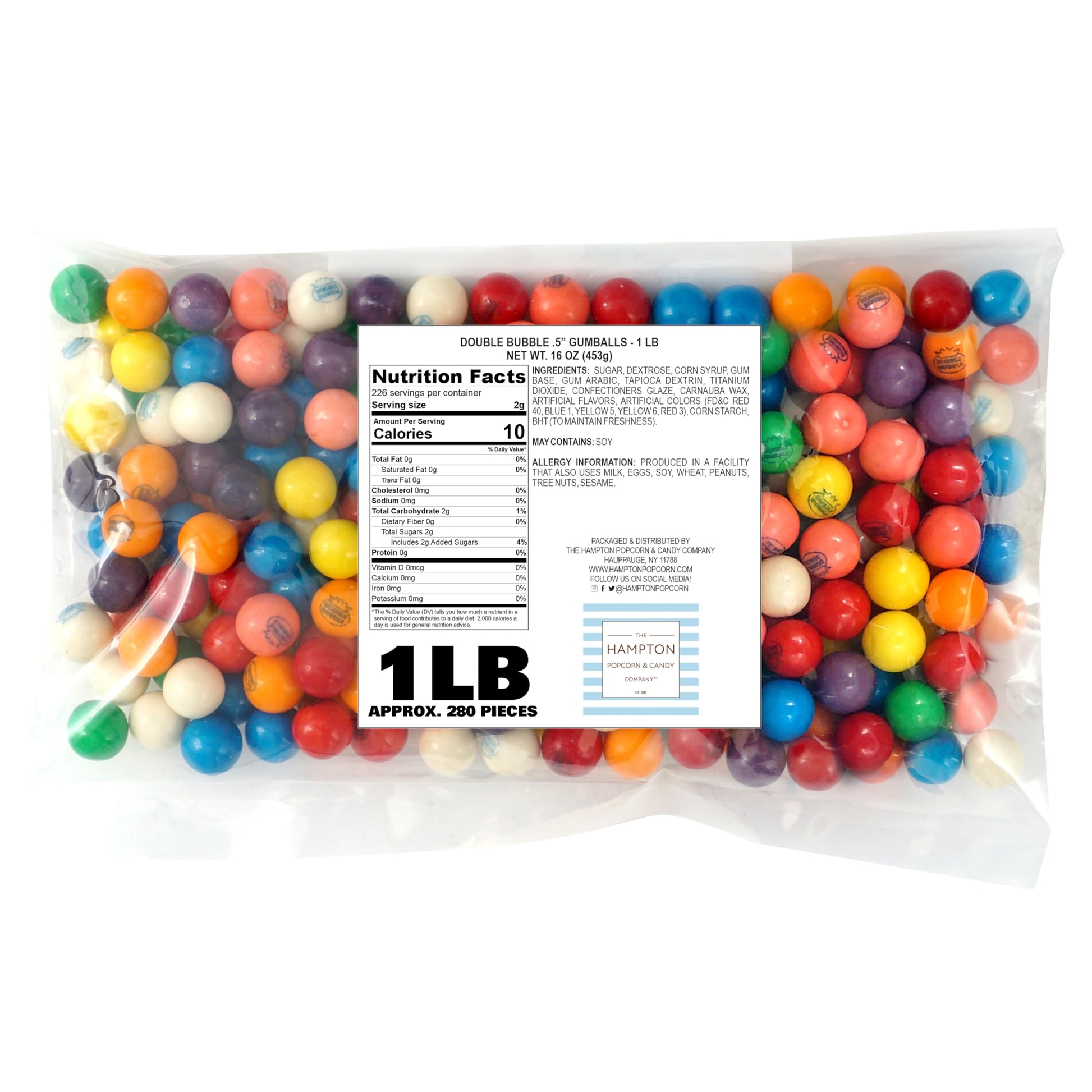 Gumballs For Gumball Machine, 0.5 Inch Mini Gumballs, Approx. 280 Pieces, 1Lb Bulk Bag, Dubble Bubble Assorted Fruit Flavored Bu