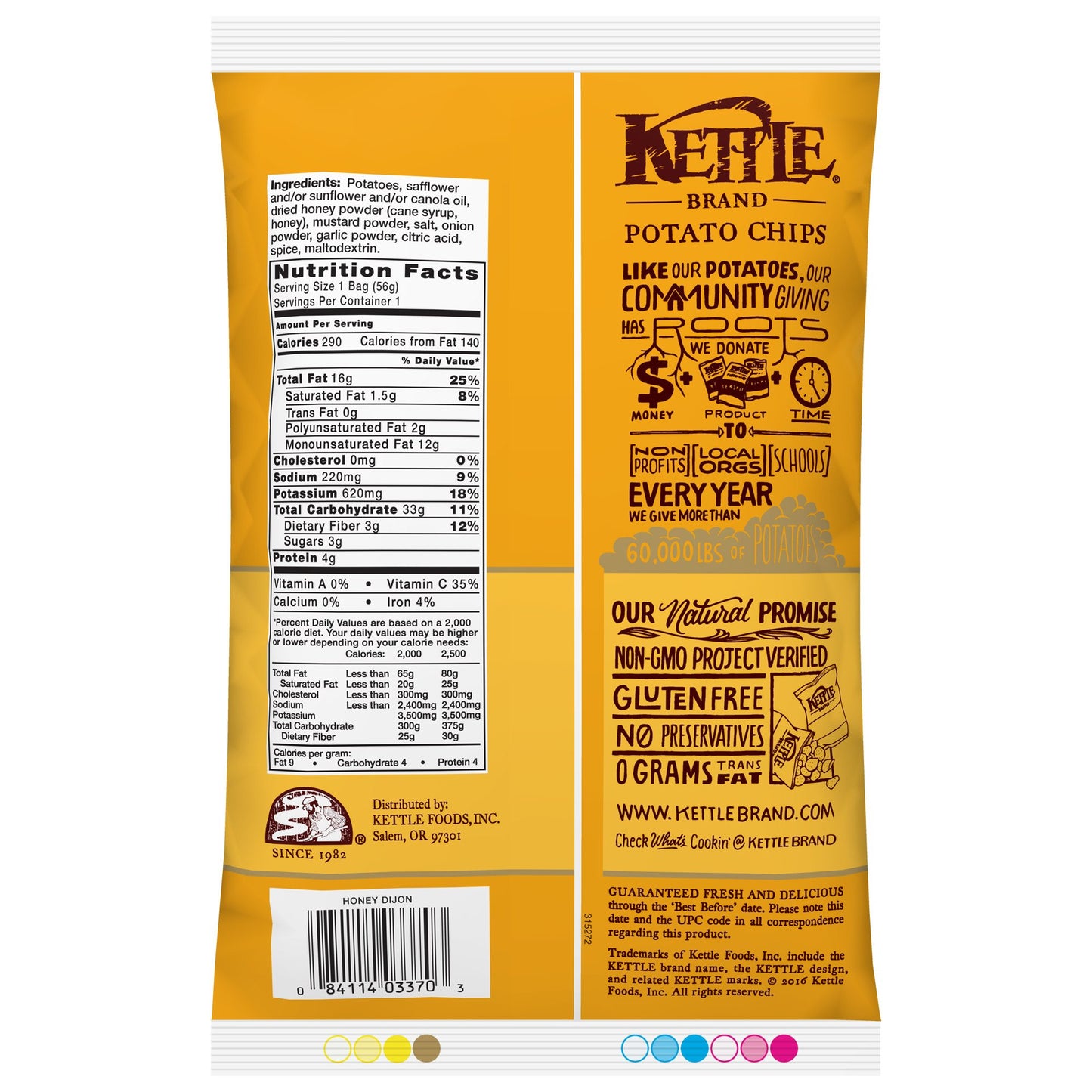 Kettle Brand Potato Chips, Honey Dijon Bags, 2 Ounce (Pack Of 24)