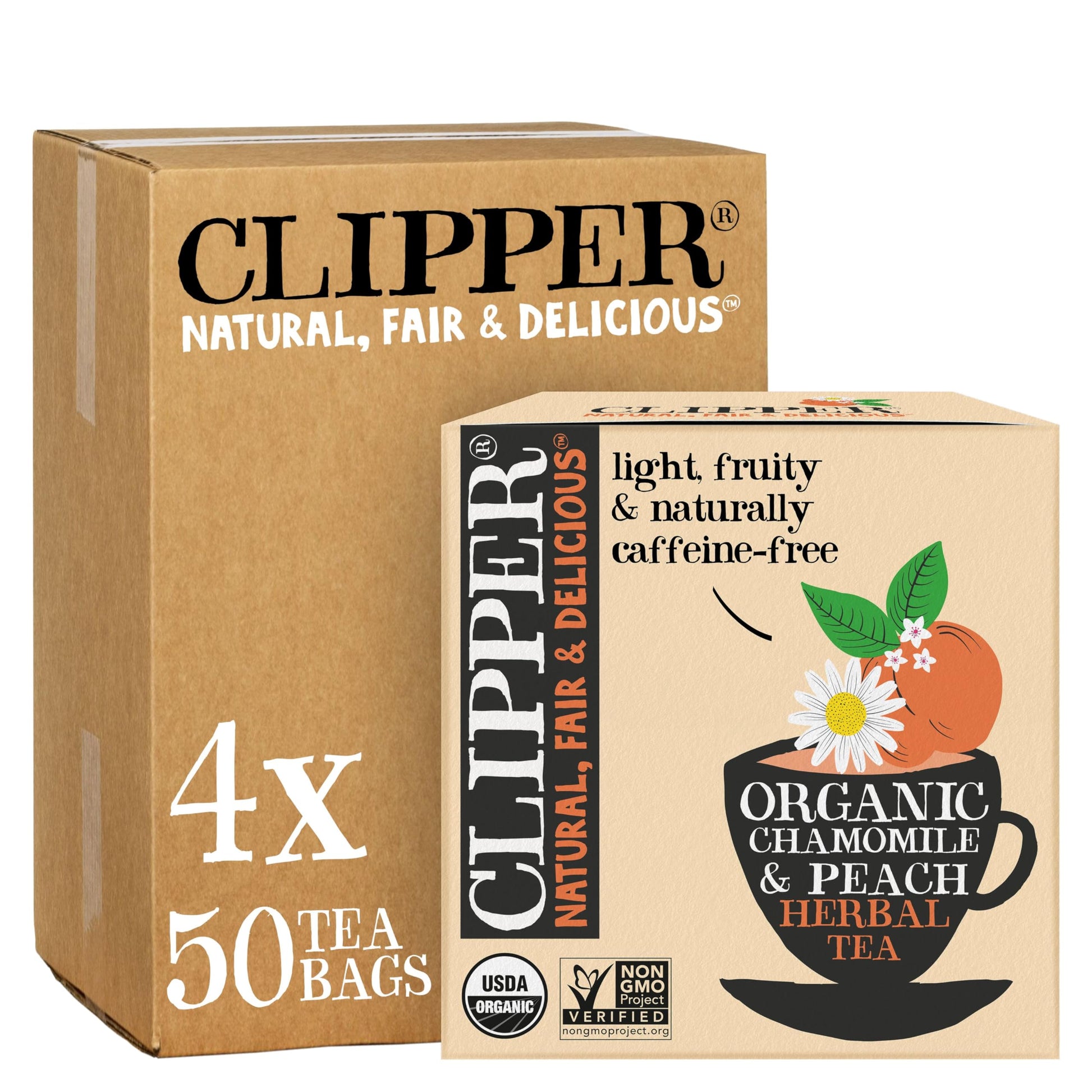 Clipper Tea Chamomile & Peach Teabags - Usda Organic, Great Hot Or Iced - Natural, Fair & Delicious Fruity Chamomile & Peach Inf