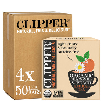 Clipper Tea Chamomile & Peach Teabags - Usda Organic, Great Hot Or Iced - Natural, Fair & Delicious Fruity Chamomile & Peach Inf