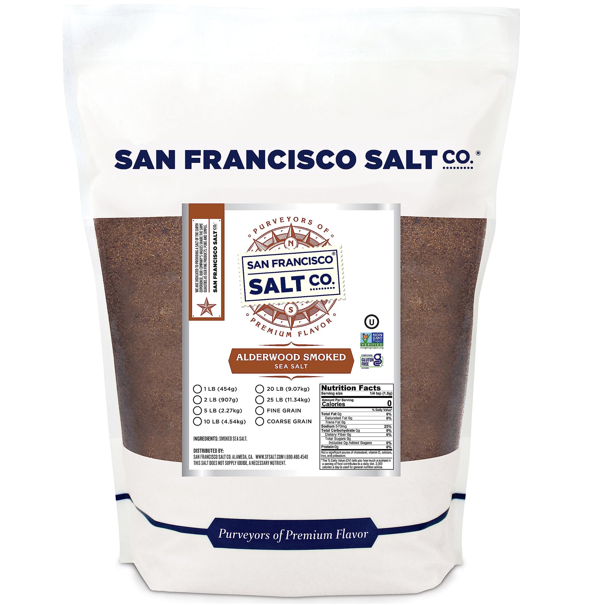 San Francisco Salt Company Alderwood Smoked Sea Salt Fine Grain - 2 lb Bag