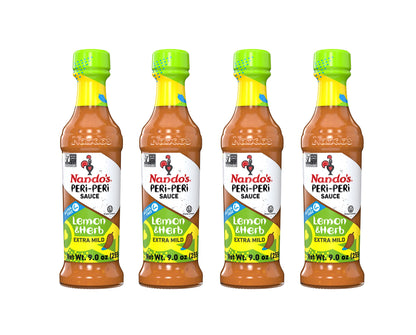 Nandos Peri Peri Sauce Extra Mild 4 Pack - Sauces, Seasoning or Marinade for Wings, Fish, Meat, Rice or Veg - No Artificial Colo