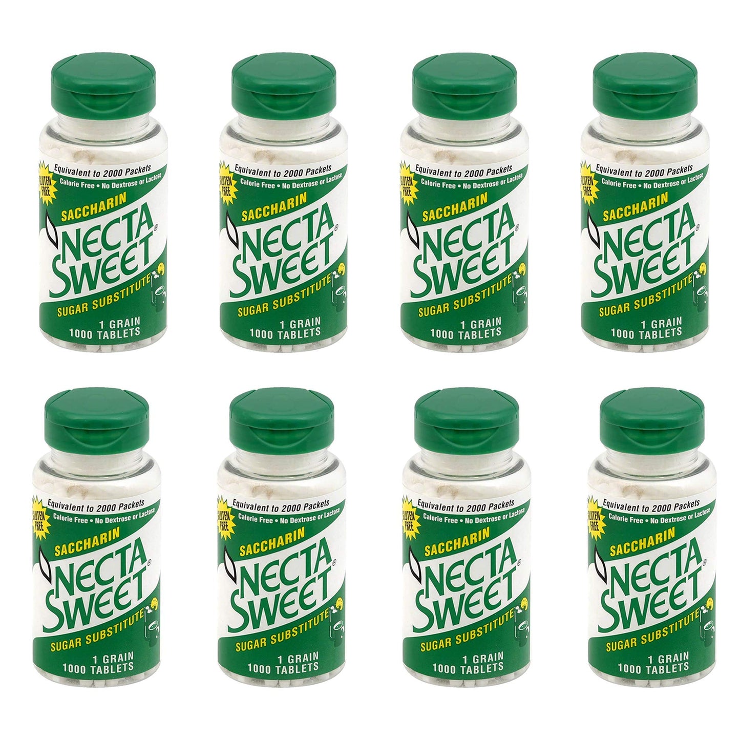 Necta Sweet 1-Grain Saccharin compact pieces - Zero-Calorie Sugar Substitutes (8-Pack 1,000-Tablet Bottle)