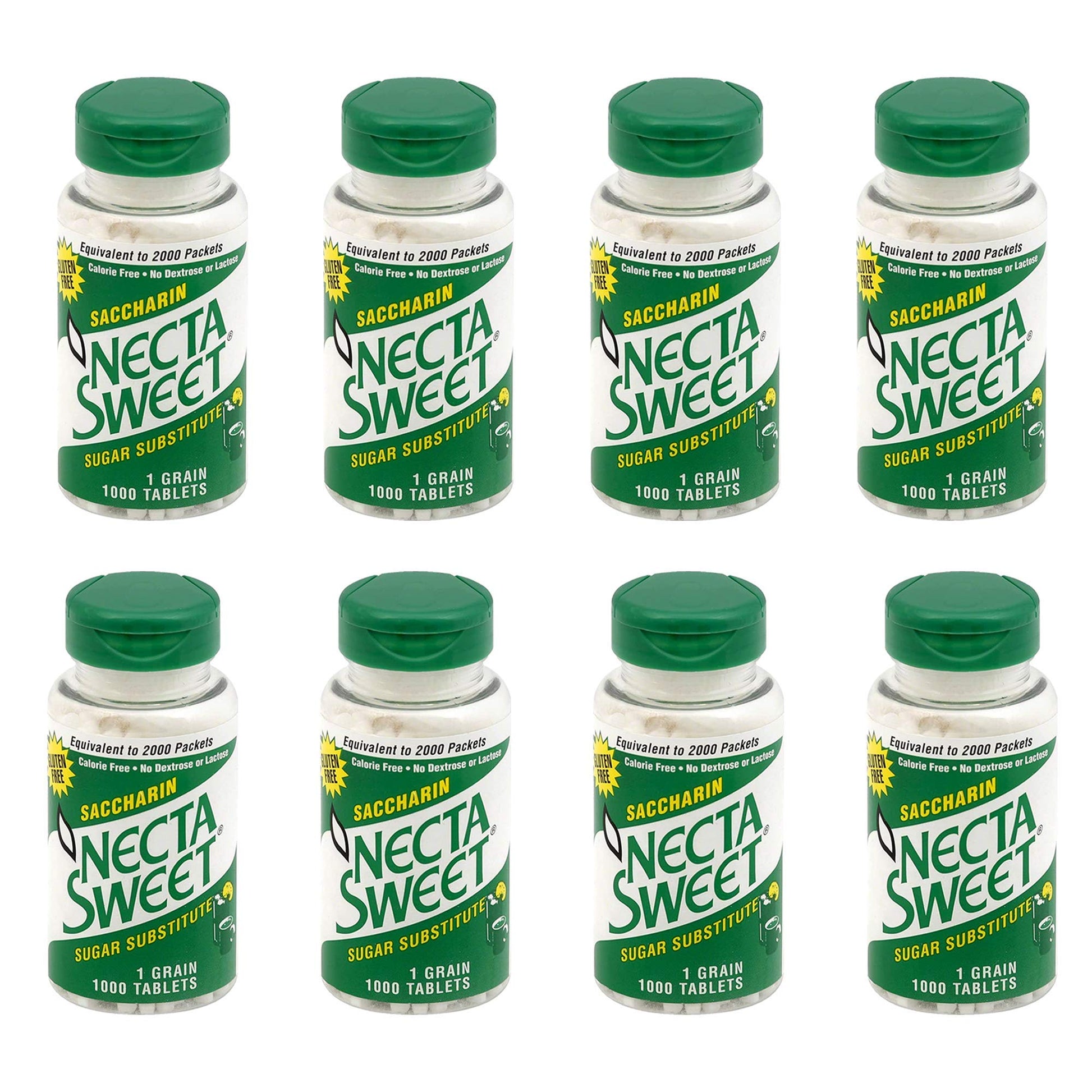 Necta Sweet 1-Grain Saccharin compact pieces - Zero-Calorie Sugar Substitutes (8-Pack 1,000-Tablet Bottle)