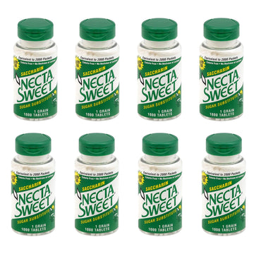 Necta Sweet 1-Grain Saccharin compact pieces - Zero-Calorie Sugar Substitutes (8-Pack 1,000-Tablet Bottle)