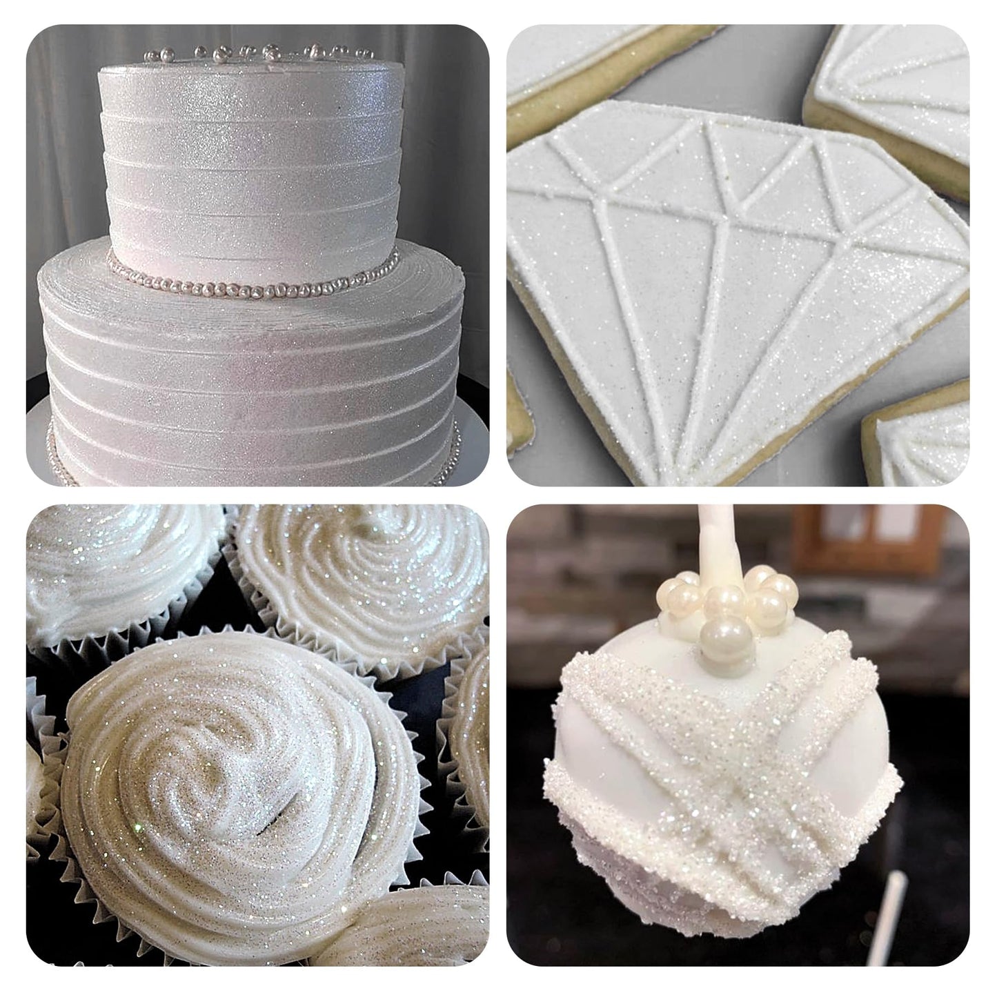 White Edible Glitter Spray - 10G Edible Silver White Cake Glitter Food Grade Silver White Spray Glitter For Chocolate Cocktails