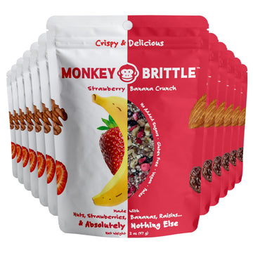 Monkey Brittle Strawberry Banana Crunch Snacks, Vegan & Gluten-Free, 2 Ounce (Pack of 12)