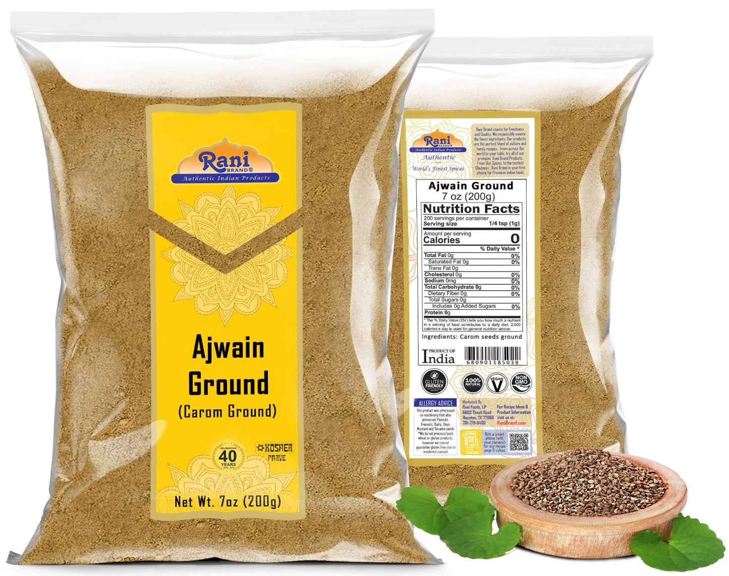 Rani Ajwain Powder - All Natural, Vegan, Gluten Friendly, Non-GMO, 7oz (200g) - Indian Origin Ground Spice