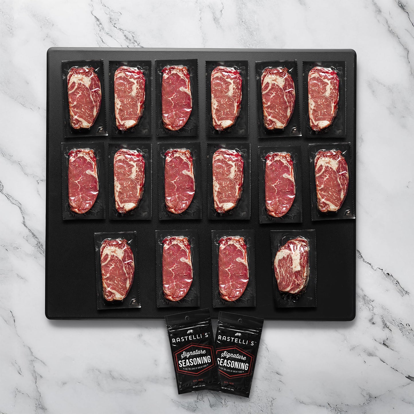 Rastellis Black Angus Beef Ribeye Steaks (16 ct) 9 oz Portions  9 lbs. Total