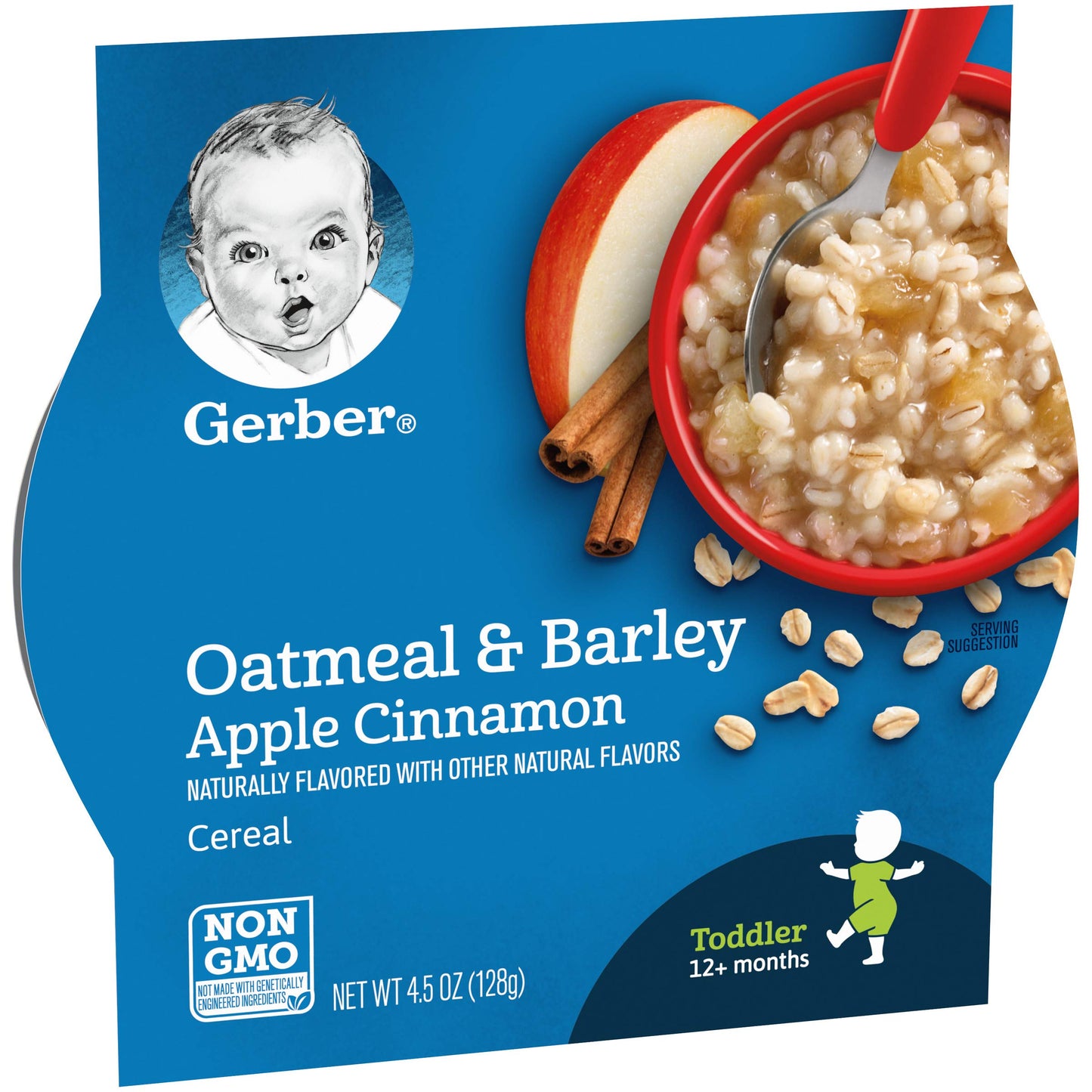 Gerber Breakfast Buddies Toddler Cereal, Oatmeal & Barley Apple Cinnamon Cereal, Non-Gmo Whole Grain Oats & Real Fruit, Made For