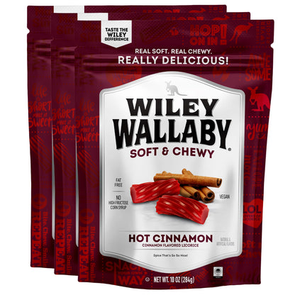 Wiley Wallaby Licorice 10 Ounce Classic Gourmet Soft & Chewy Australian Cinnamon Licorice Candy Twists, 3 Pack