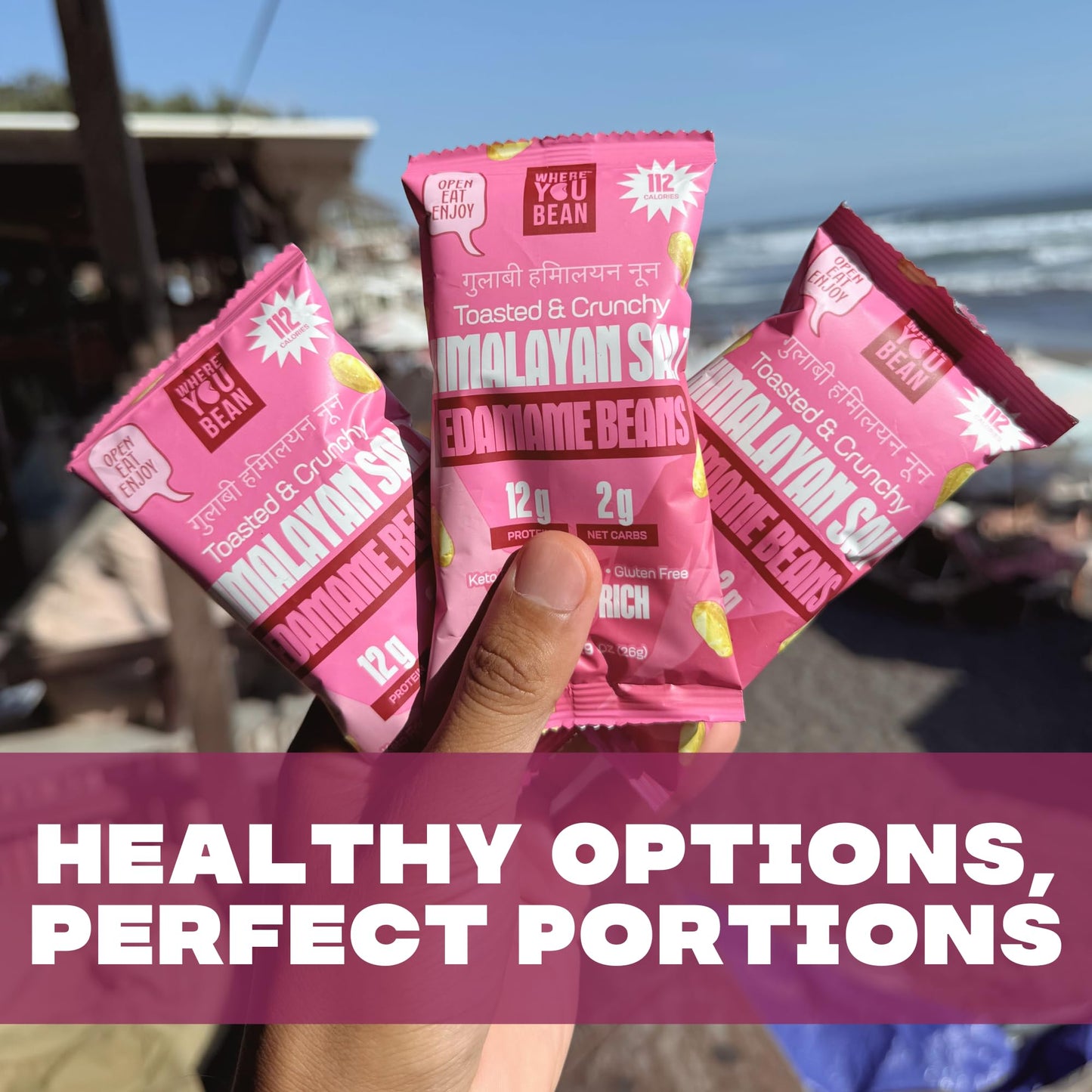 Where You Bean Edamame Beans Snack (Himalayan Salt) - Crunchy and Dry Roasted Edamame Beans - High Protein Snacks, Keto and Vega