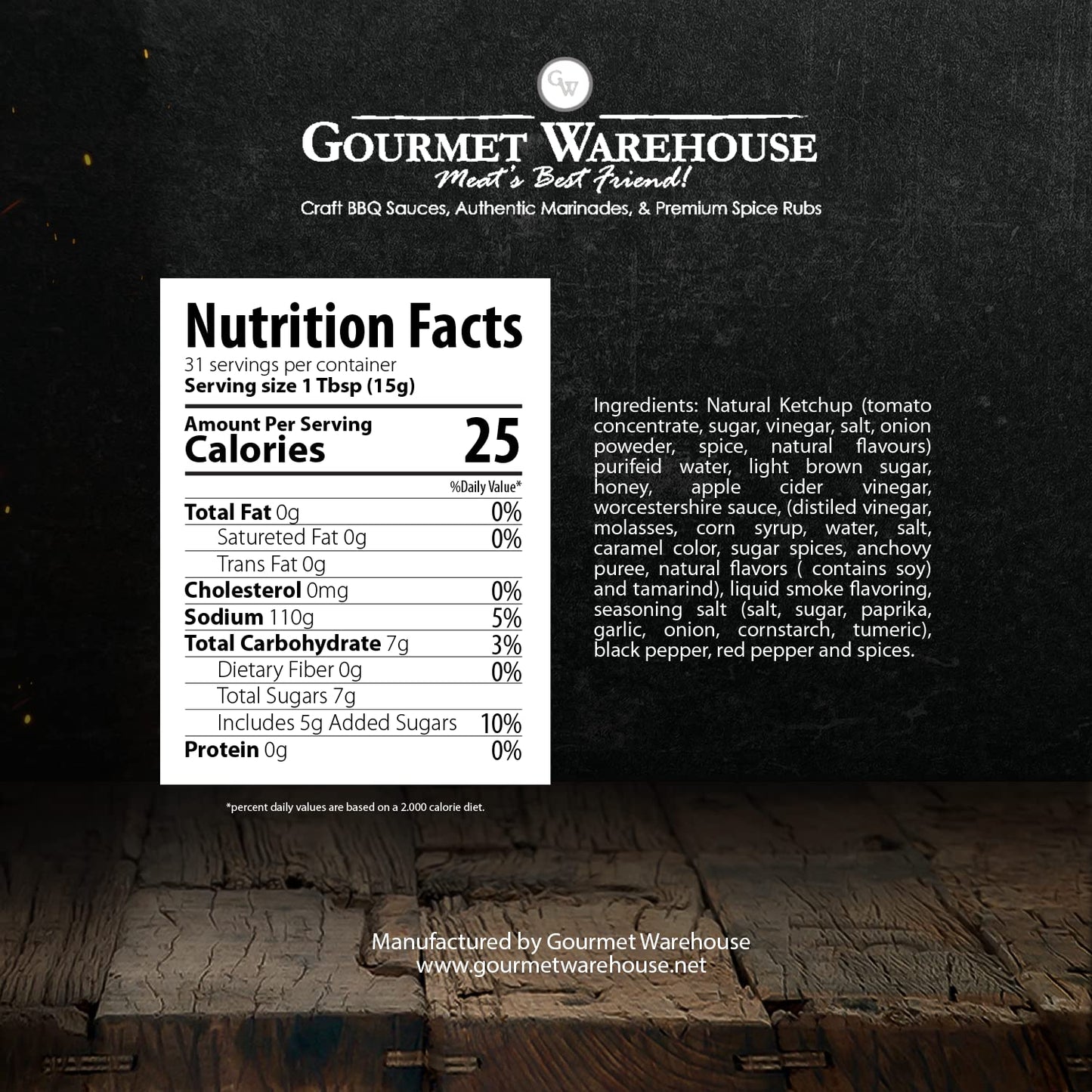 Gourmet Warehouse Sweet Heat BBQ Sauce, Gluten-Free, HFCS-Free, 16 Fl Oz (Pack of 2)