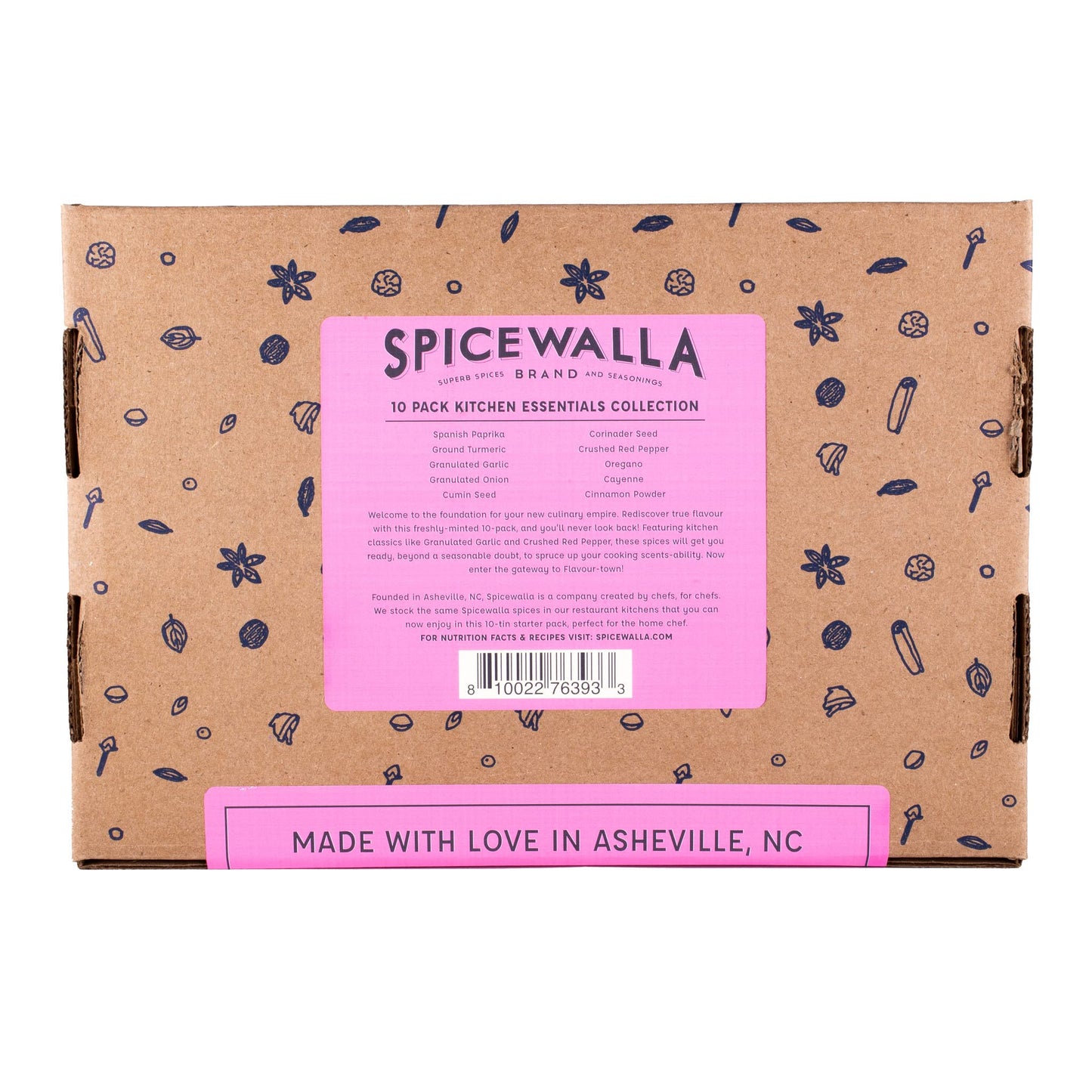 Spicewalla Essential Spices And Seasonings Set 10 Pack Variety | Garlic, Onion, Paprika, Crushed Red Pepper, Oregano, & More| Ki