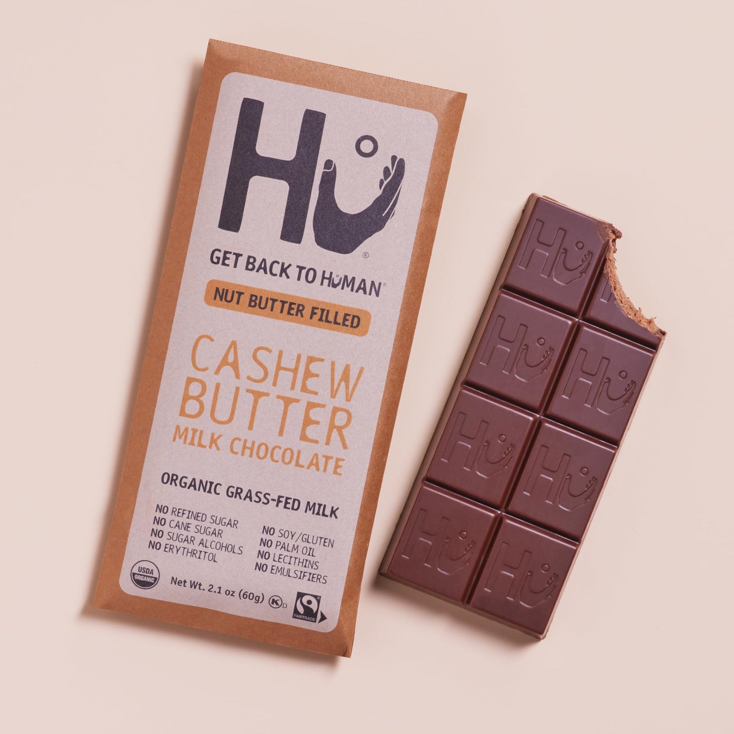 FIAHNG Hu Bar Cashew Butter Milk Chocolate Snack, 2.1 Ounce, Model 0850024267961