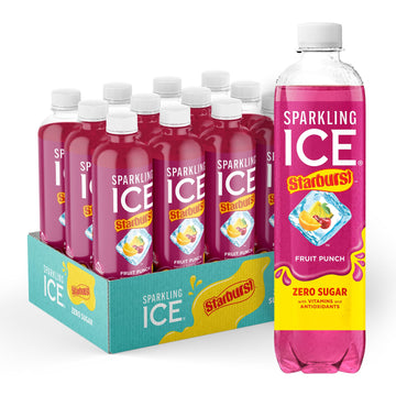 Sparkling Ice STARBURST Fruit Punch, Zero Sugar Flavored Sparkling Water, with Vitamins and Antioxidants, Low Calorie Beverage, 