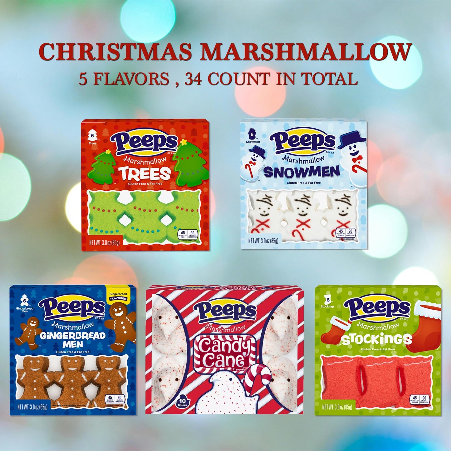 Christmas Marshmallow Candy Variety 34 Pack- 5 Flavors Of Stocking Stuffers Gift Basket By Rebel Smuggling Galactic Emporium