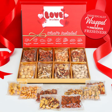 elegant   Valentines Day Nuts Gift Box with Heart Shaped Platter, Assorted Premium Nuts, Ideal Gift for Men