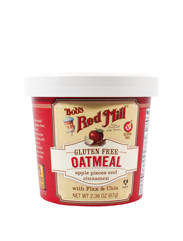 Bobs Red Mill gluten Free Oatmeal cup Apple pieces and cinnamon with Flax and chia 2.36 oz