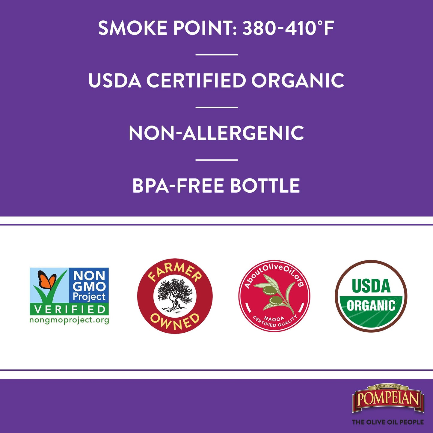 Pompeian USDA Organic Robust Extra Virgin Olive Oil  First Cold Pressed  Full-Bodied Flavor  Perfect for Salad Dressings & Marinades  32 FL. OZ.