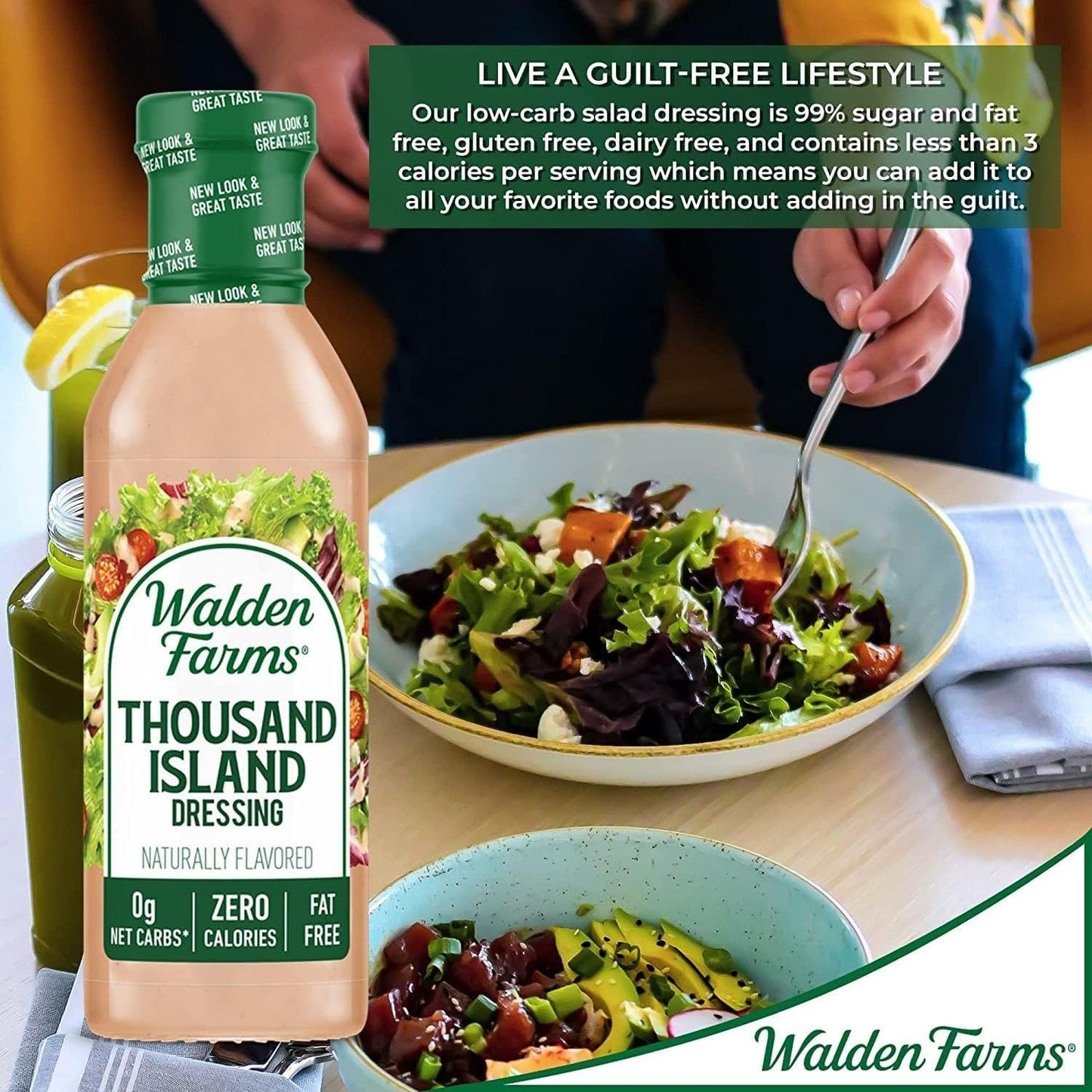 Walden Farms Thousand Island Dressing - Calorie-Free, Gluten-Free, Low Carb, Keto-Friendly, Sugar-Free, Dairy-Free Creamy Thousa
