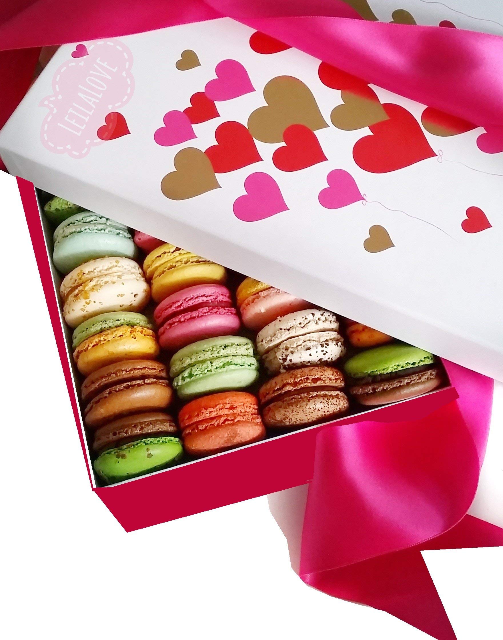 Leilalove Macarons Amour 21 Gourmet Macarons - Macarons Wrapped Individually Box May Vary In Style
