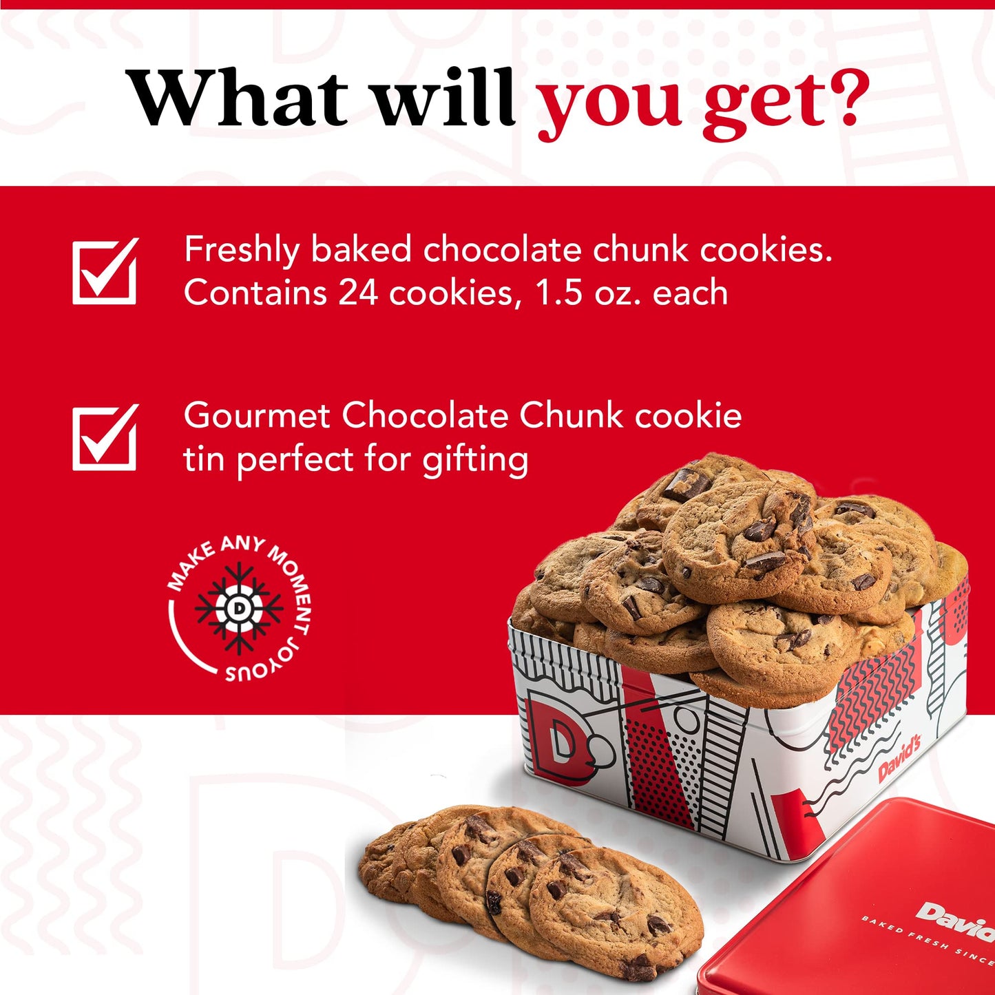 Davids Cookies 2lbs Chocolate Chunks Fresh Baked Cookies - Handmade and Gourmet Cookies - Delectable and Made with enhanced Ingredients - Cookie Gift Basket - Great Gift For All Occasions