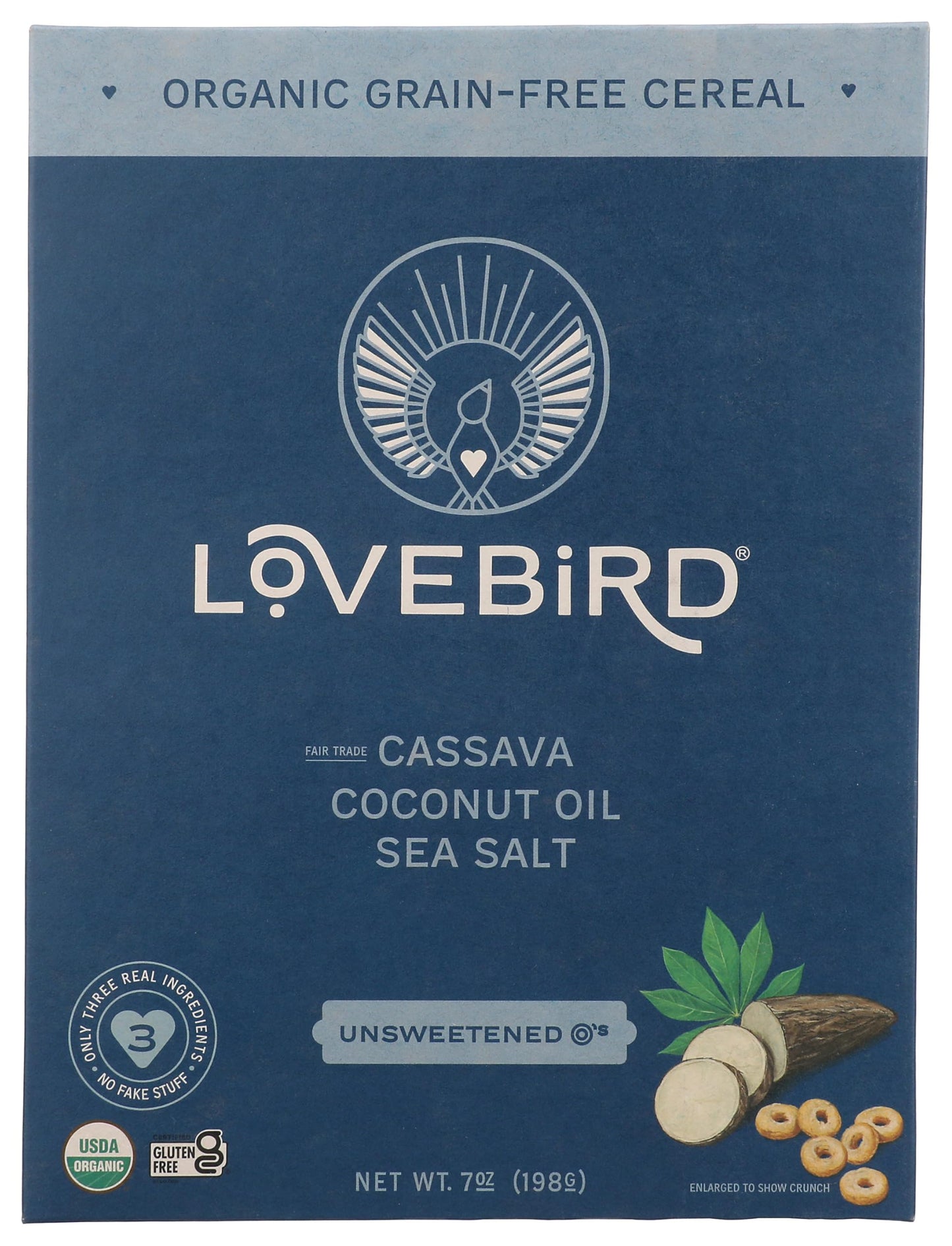 Lovebird Organic Grain Free Unsweetened OS Cereal, 7 Oz