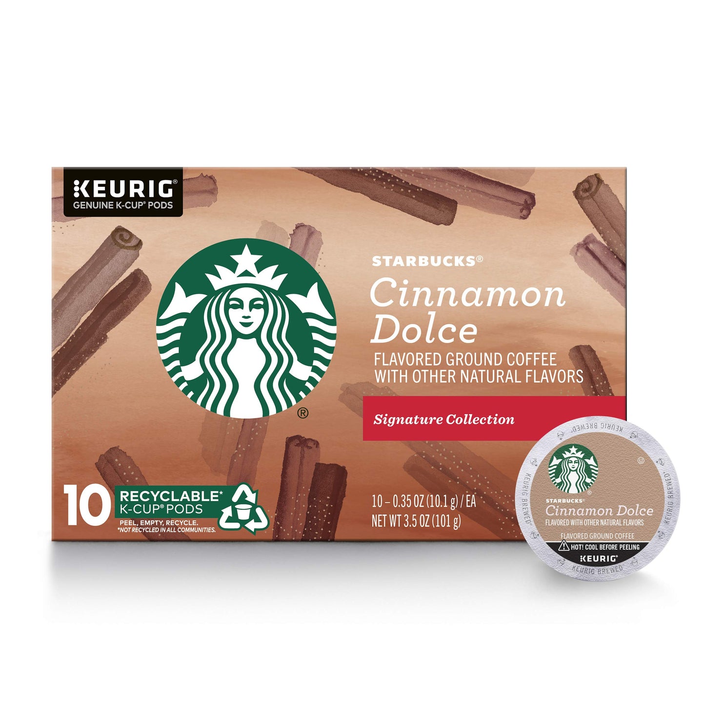 Starbucks Flavored K-Cup Coffee Pods - Cinnamon Dolce For Keurig Beverage Makers - 1 Box (10 Pods)