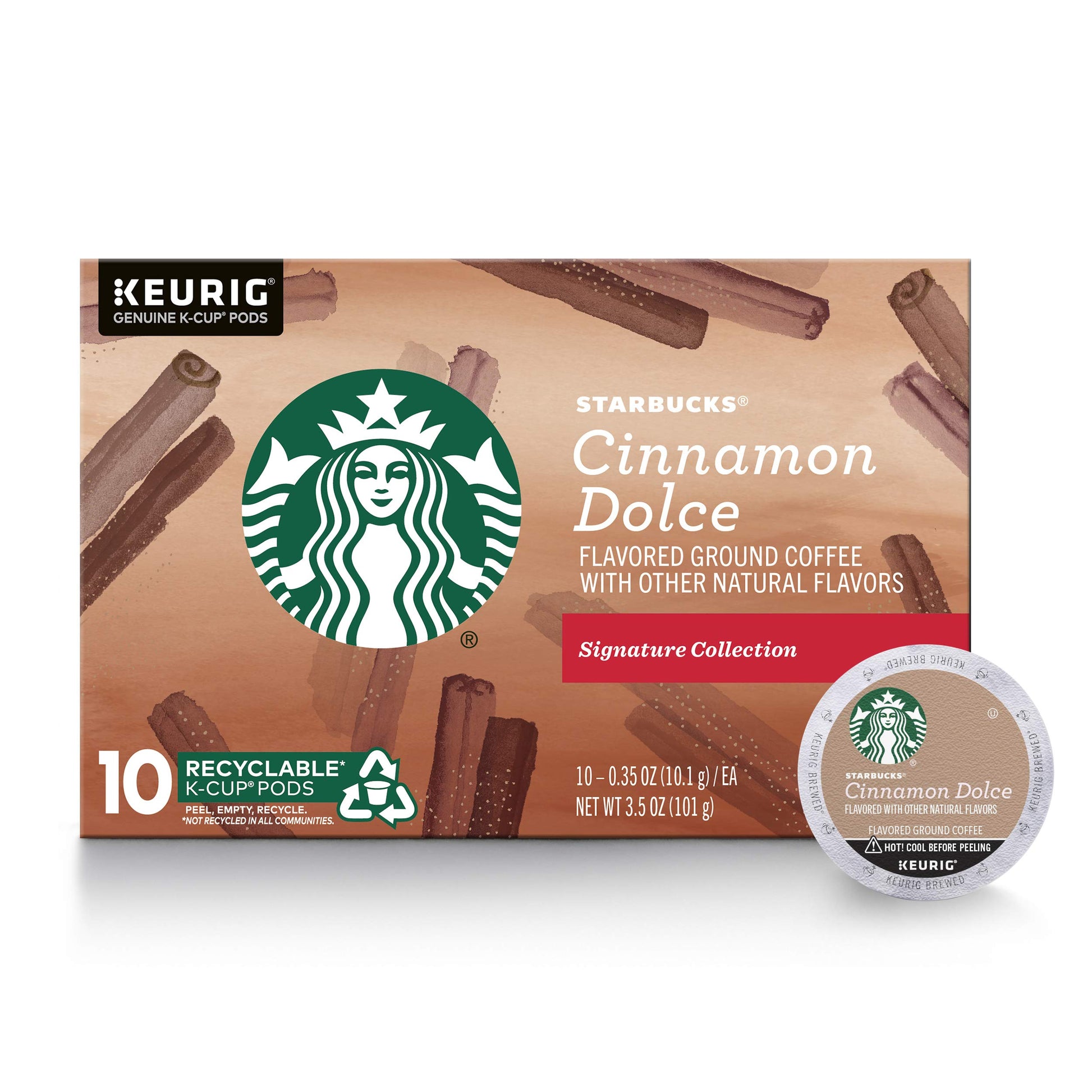 Starbucks Flavored K-Cup Coffee Pods - Cinnamon Dolce For Keurig Beverage Makers - 1 Box (10 Pods)