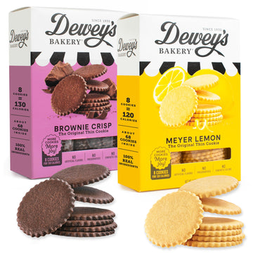 Dewey'S Bakery Meyer Lemon & Brownie Crisp Moravian Style Thin Cookies Duo Pack | No Artificial Flavors, Synthetic Colors Or Pre