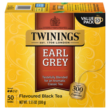 Twinings Earl Grey Black Tea Individually Wrapped Bags, 50 Count (Pack Of 6), Flavoured With Citrus And Bergamot, Caffeinated, Enjoy Hot Or Iced | Packaging May Vary