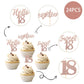 24 Pcs 18Th Birthday Cupcake Toppers Sweet 18 Hello 18 Eighteen Cupcake Picks 18Th Birthday Cake Decorations Supplies Rose Gold