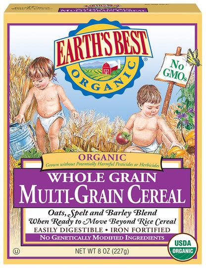 Earths Best Organic Baby Food, Organic Whole Grain Multi-Grain Baby Cereal, Non-GMO, Easily Digestible and Iron Fortified Baby 