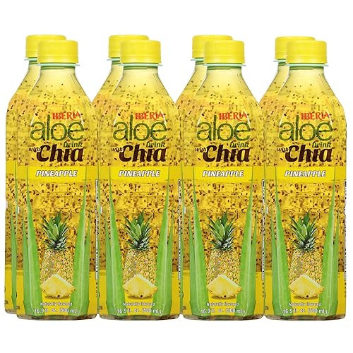 Iberia Aloe Vera Drink With Chia, Mango, 16.9 Fl Oz (Pack Of 8)