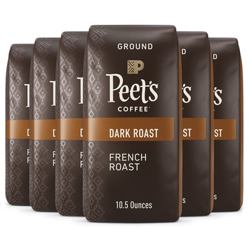 Peet'S Coffee, Dark Roast Ground Coffee - French Roast 63 Ounces (6 Bags Of 10.5 Ounces)