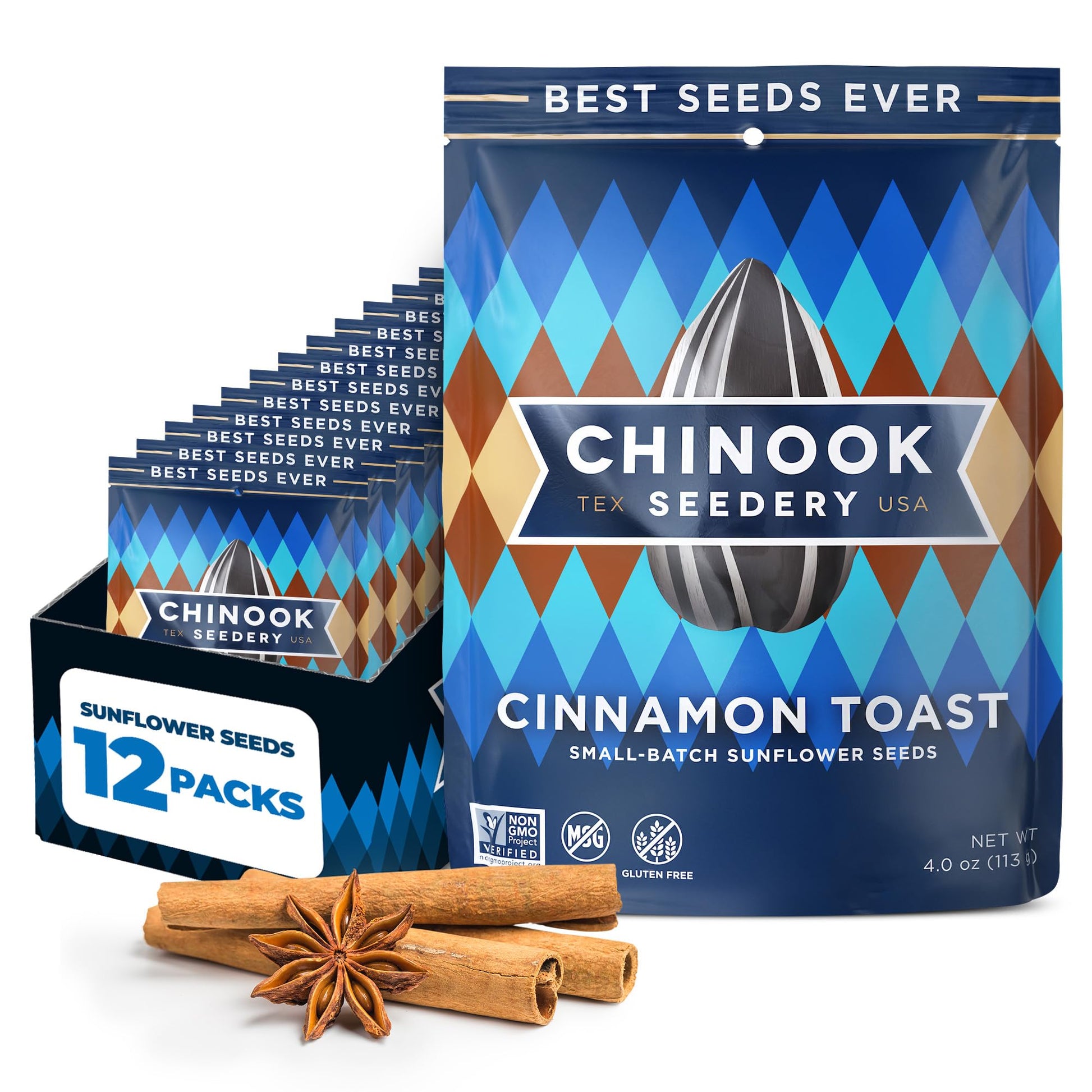 Chinook Seedery Roasted Jumbo Sunflower Seeds - Keto Snacks - Best For Snack Packs - Gluten Free, Non GMO Snack Food Gifts - 4 o