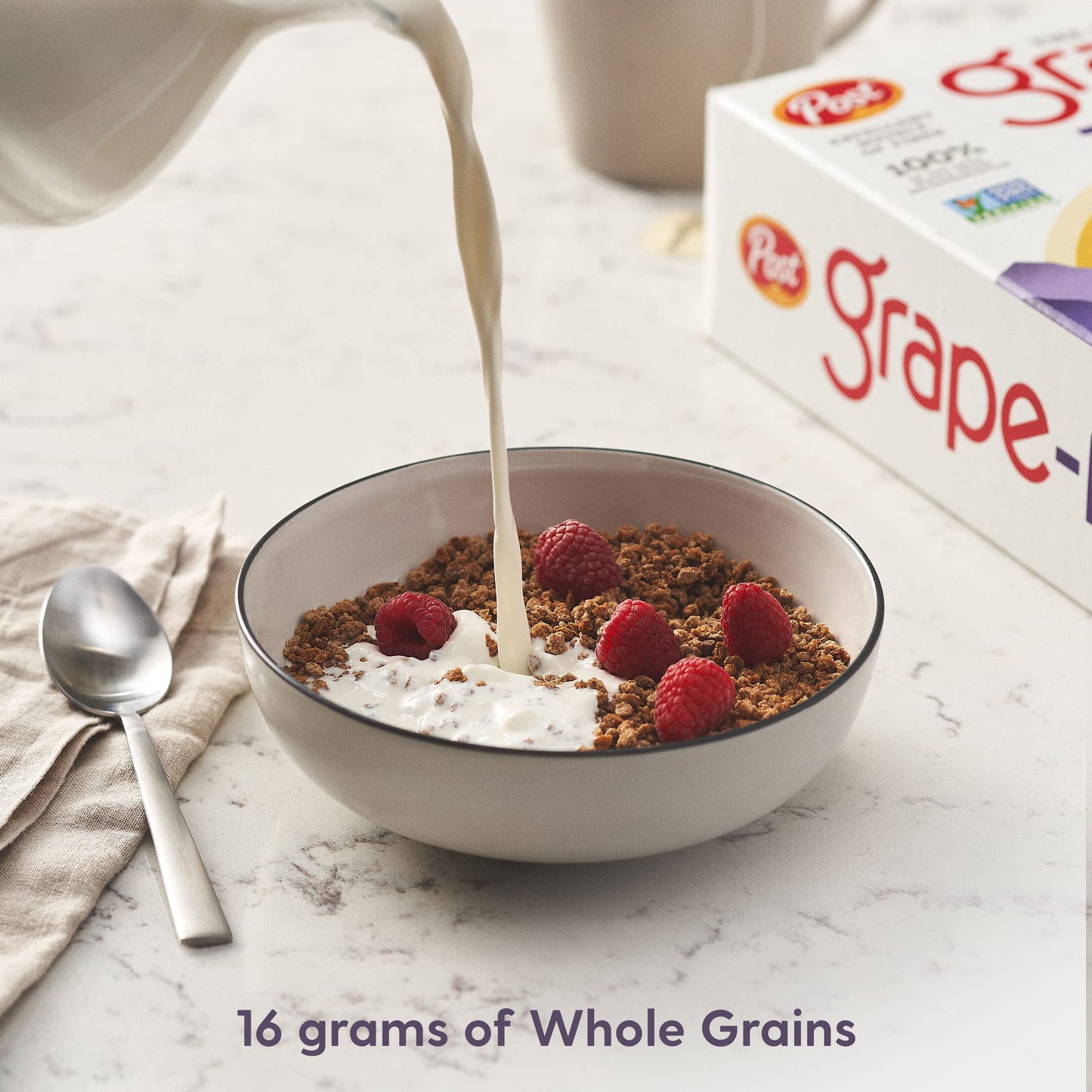 Grape-Nuts Original Non-GMO Cereal, 64 oz Box (Pack of 8) - Crunchy Whole Grain Breakfast Cereal for Healthy Eating