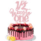 Zhuoweism Half Way To One Cake Topper, 1 Pcs Light Pink Glitter Cake Pick For Happy 6 Months Birthday Party Decorations, 5.3X8.7