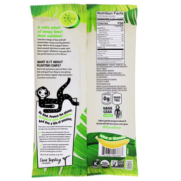 Barnana - Organic Plantain Chips, Acapulco Lime, Healthy Snack Made With 100% Coconut Oil, Non-GMO, Potato Chip Alternative, Zer